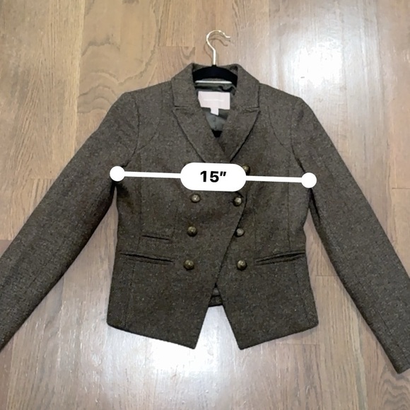 Banana Republic Tweed Military Style Brown/Olive Blazer size 2P old money D - Picture 9 of 11